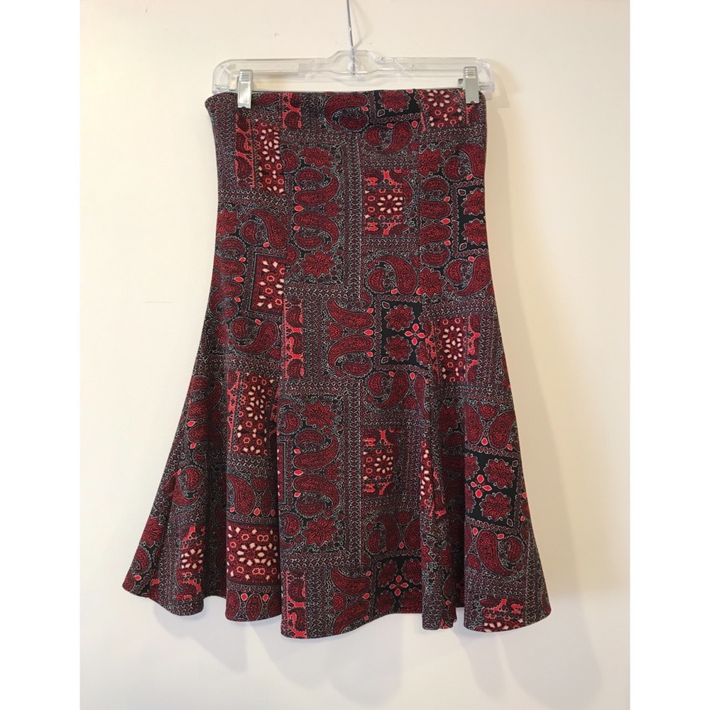 Red Paisley Print Strapless Mini Tube Dress